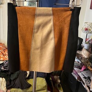 Flirty Tan and Black Mini Skirt